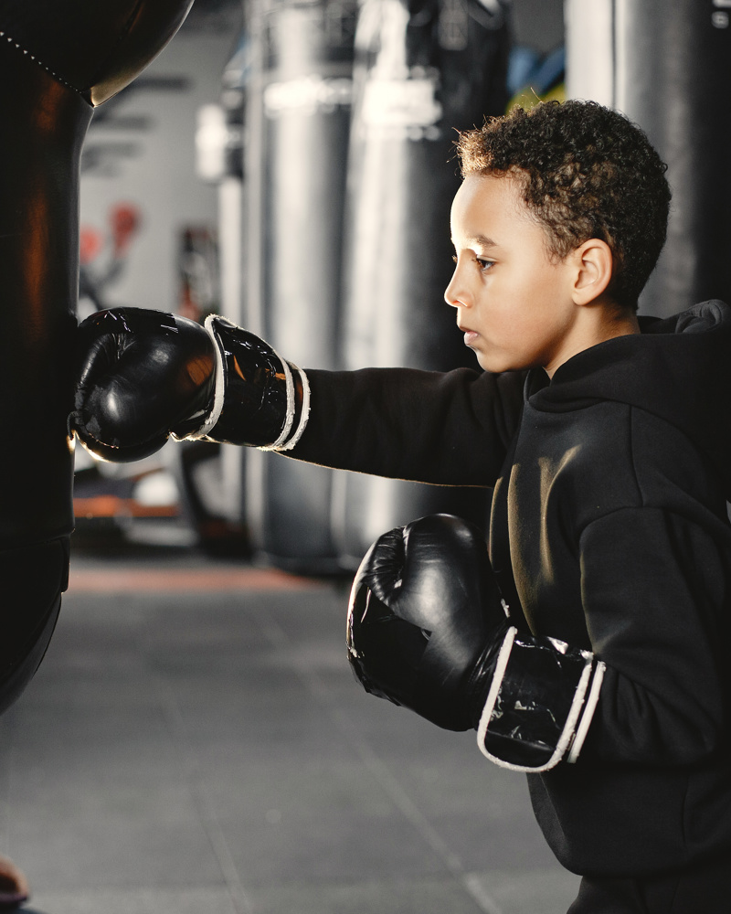 Young Hardworking Boxer Learning Box Child Sport Center Kid Taking Up New Hobby